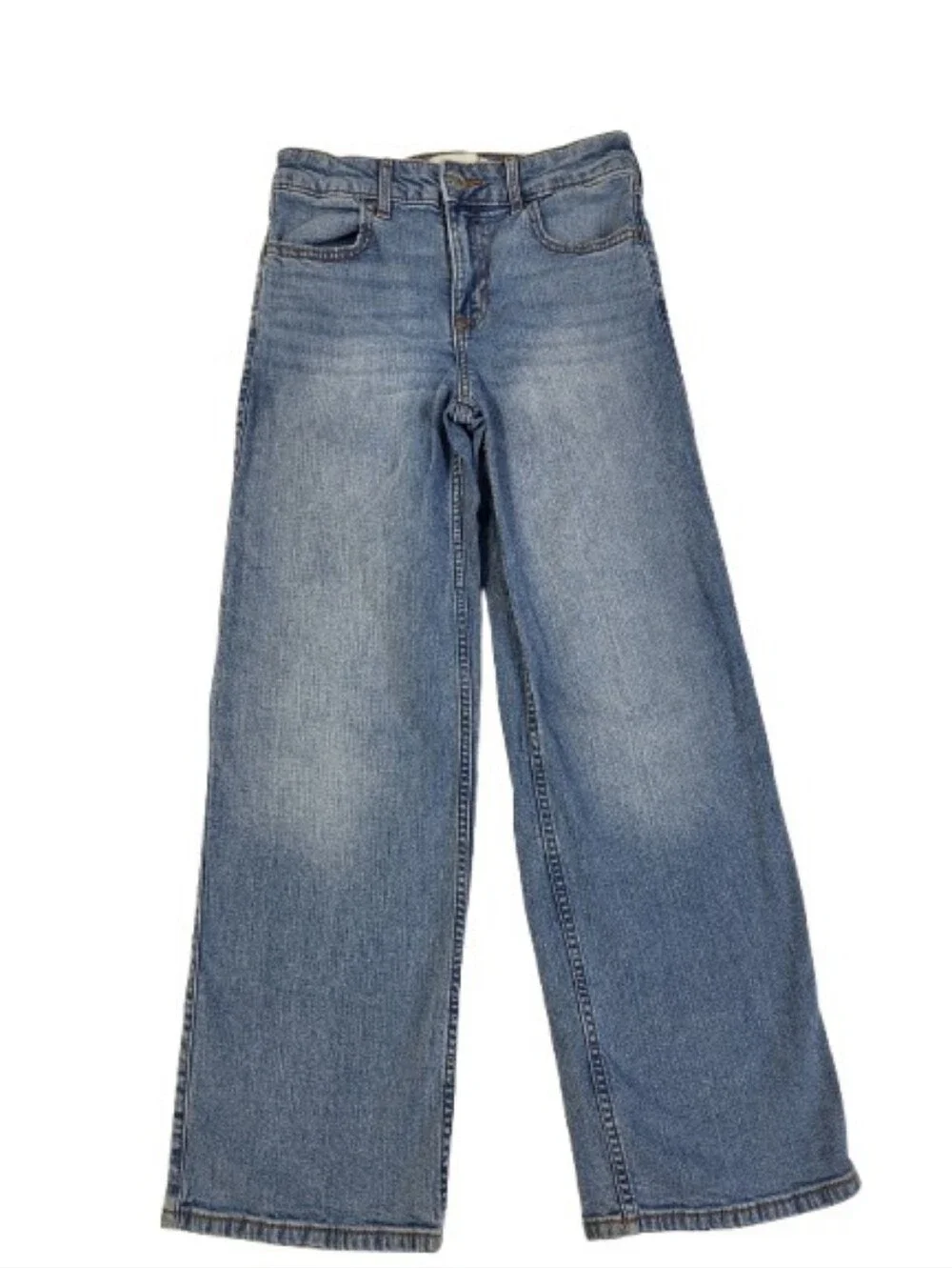Abercrombie Kids High Rise Wide Leg Jeans Lace Bow Girl's Size 11/12 Adjustable